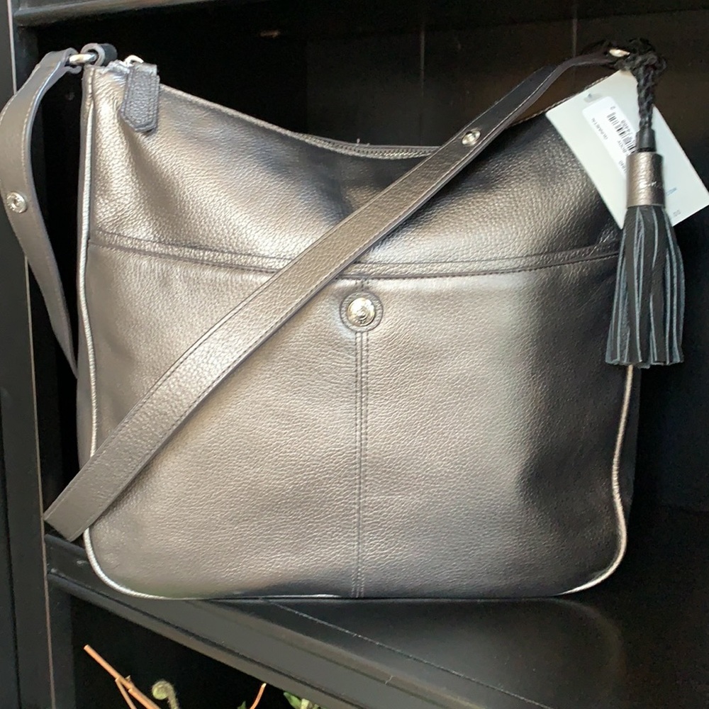 Cole Haan Tilly Crossbody Tote Gunmetal Leather